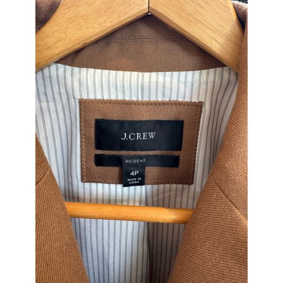 J.Crew Regent Blazer – Camel – Size 4P – Tailored Wool Blend with Flannel Collar - Picture 4 of 16